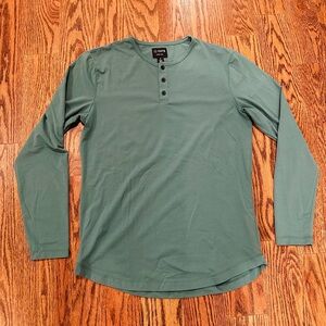 Cuts Clothing L/S Henley Curve-Hem - M - Spruce